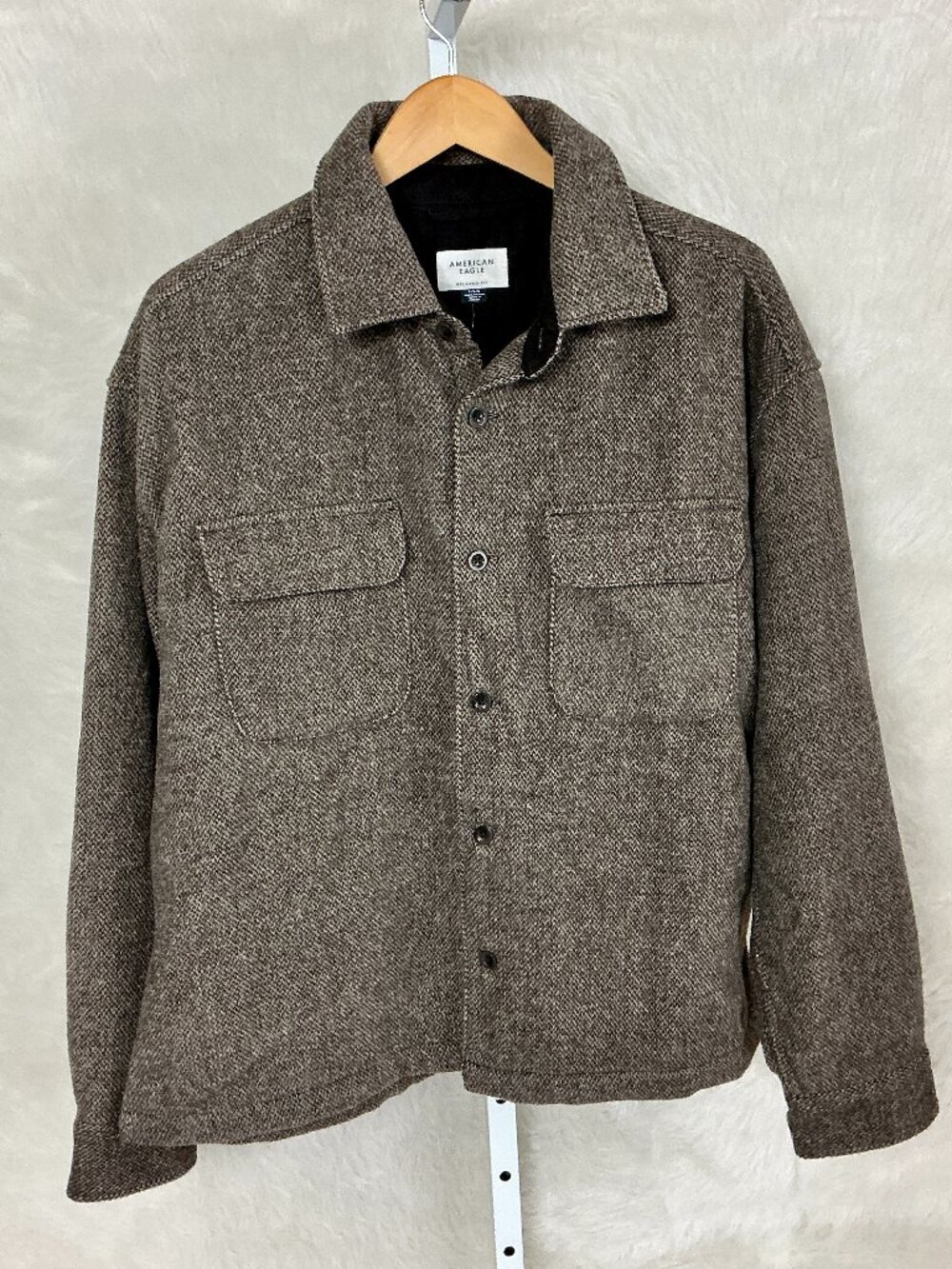 American Eagle Brown Tweed Textured Overshirt Shirt Jacket Shacket NWT L